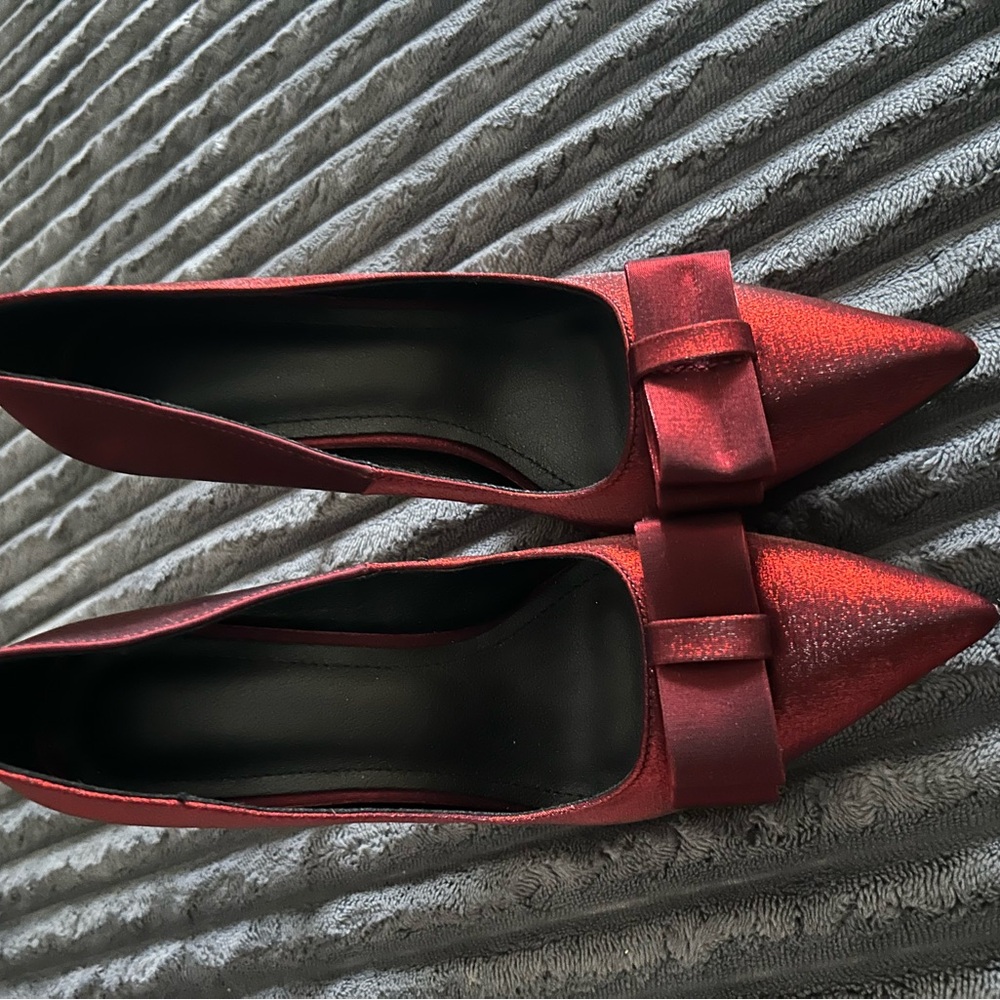 Elegant Red Satin Women's Shoes